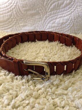UNISEX Segmented Twisted Ladder Style Leather Belt 36" Waist Casual Rustic Cool